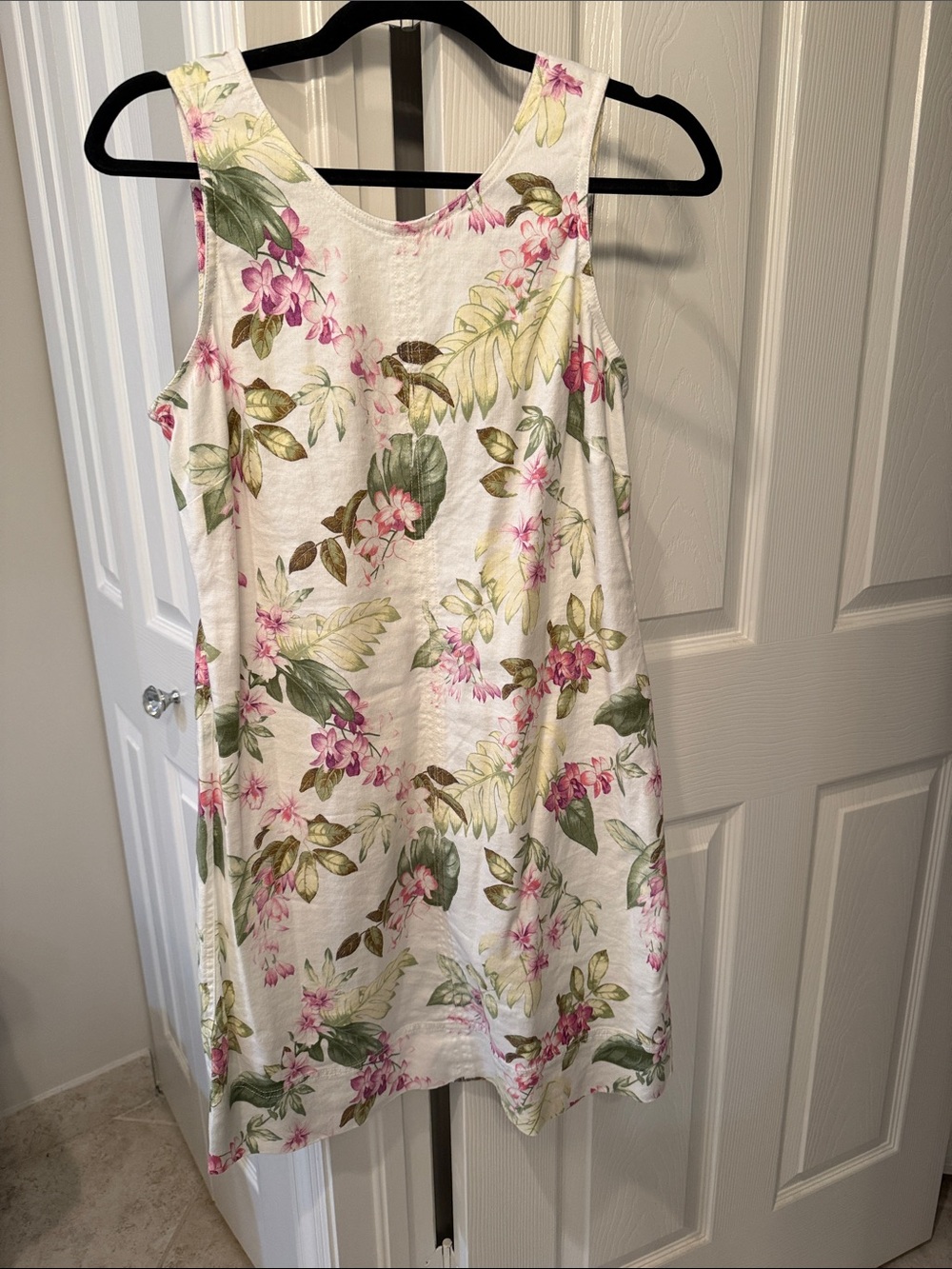 Tommy Bahama White Midi Dress with Pink & Green Floral Print